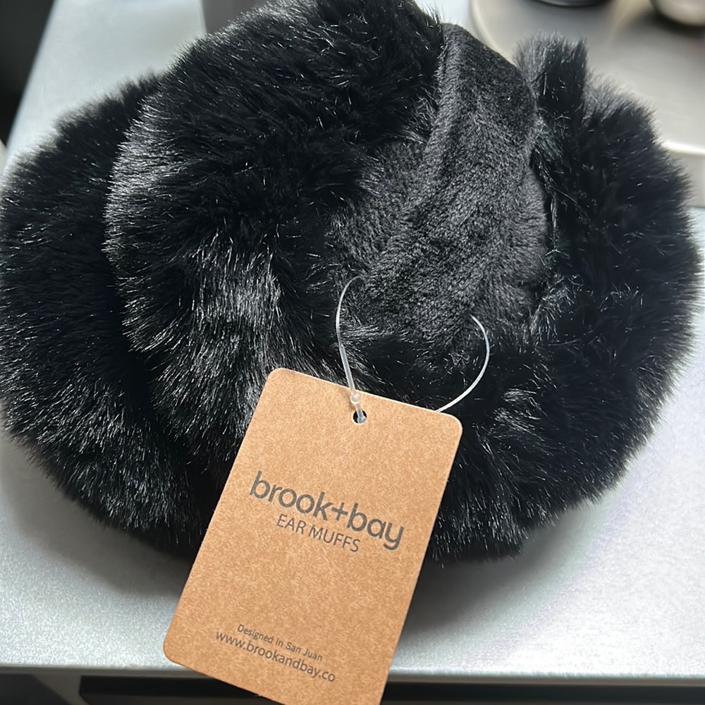 Brook + bay Ear Muffs Black Faux Fur